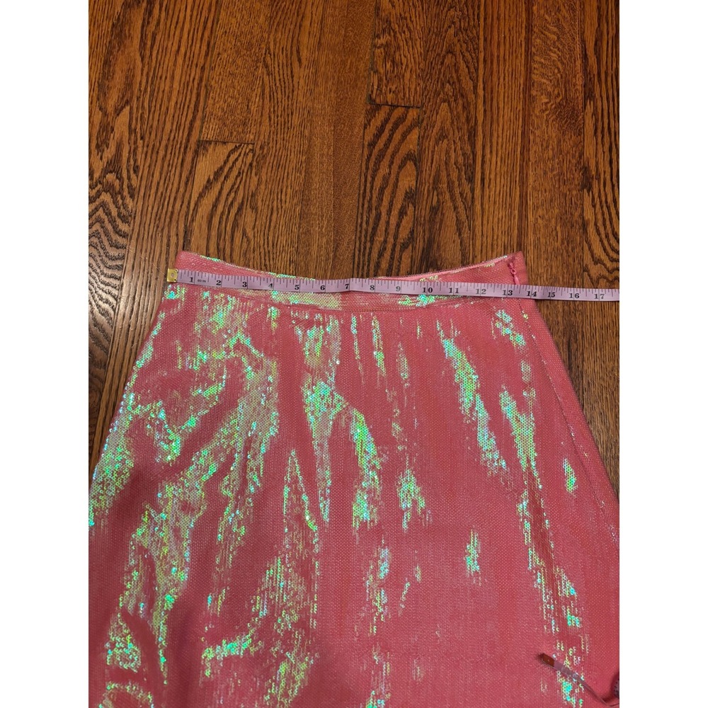Pink Iridescent Sequin Maxi Skirt Holographic Mermaidcore High Waist Pink Small - Picture 3 of 5